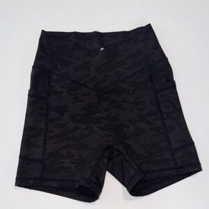 Til You Collapse Black Camo High-Rise Bike Shorts